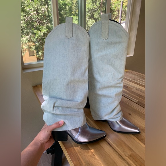 Dollskill Desperado dreaming knee high boots in silver/blue (NWB) - Picture 2 of 10